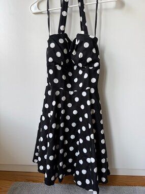 Polka dot halter flare dress - Modcloth